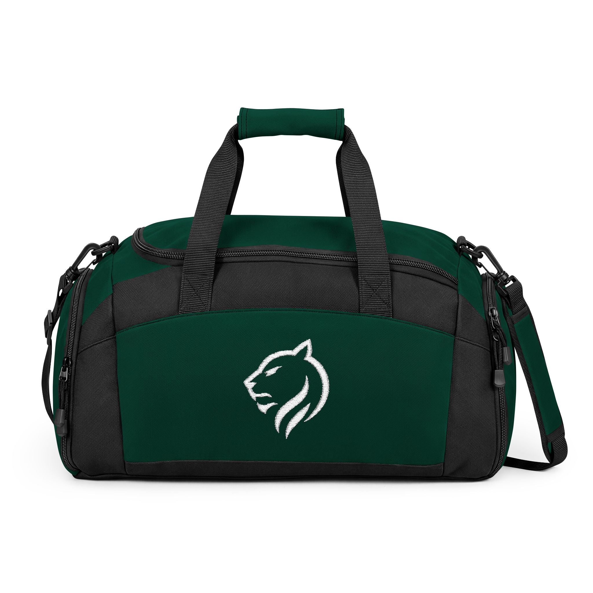 Embroidered Wolf Logo Gym Bag — Durable Sports Duffel for Workouts & Travel