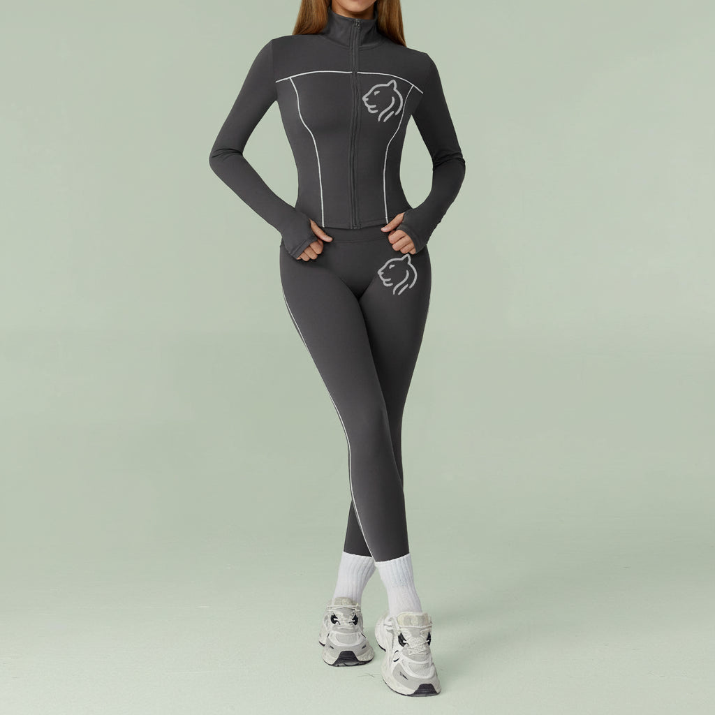 Color blocking brushed pilates set