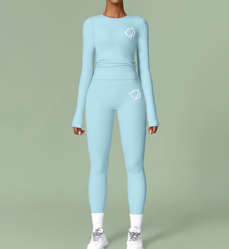 Women's quick-drying, form-fitting fitness suit | Sky blue