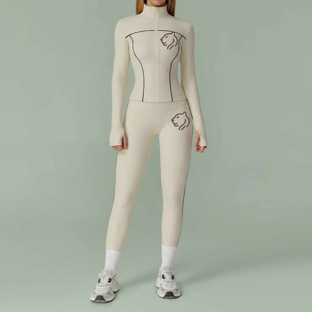 Color blocking brushed pilates set