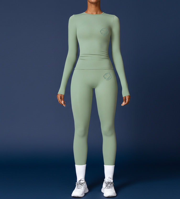 Combinaison de fitness moulante à séchage rapide pour femme | Vert | Élite