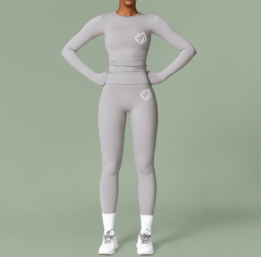 Women's quick-drying fitted fitness suit | Grey