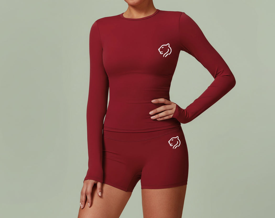 Women's fitted, quick-drying fitness jumpsuit | Red