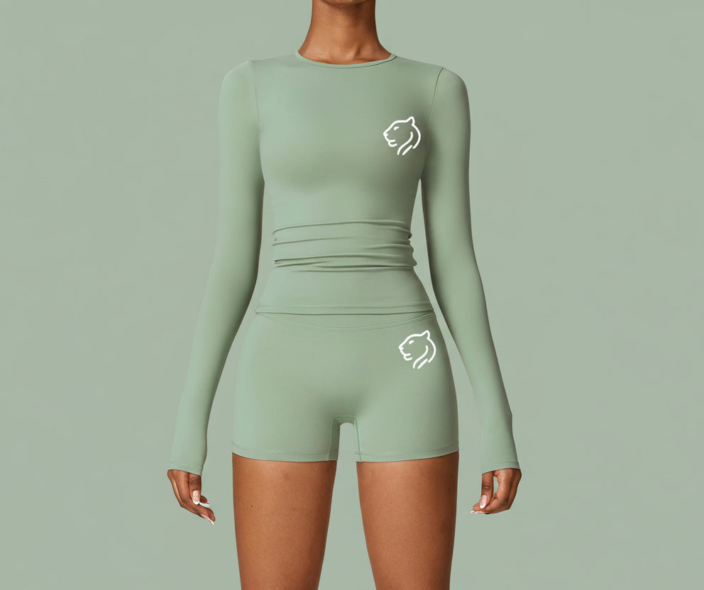 Women's fitted, quick-drying fitness suit | Green